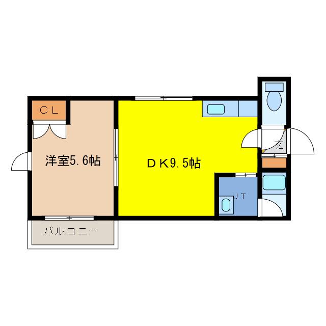 ラザール末広(1DK/2階)の間取り写真