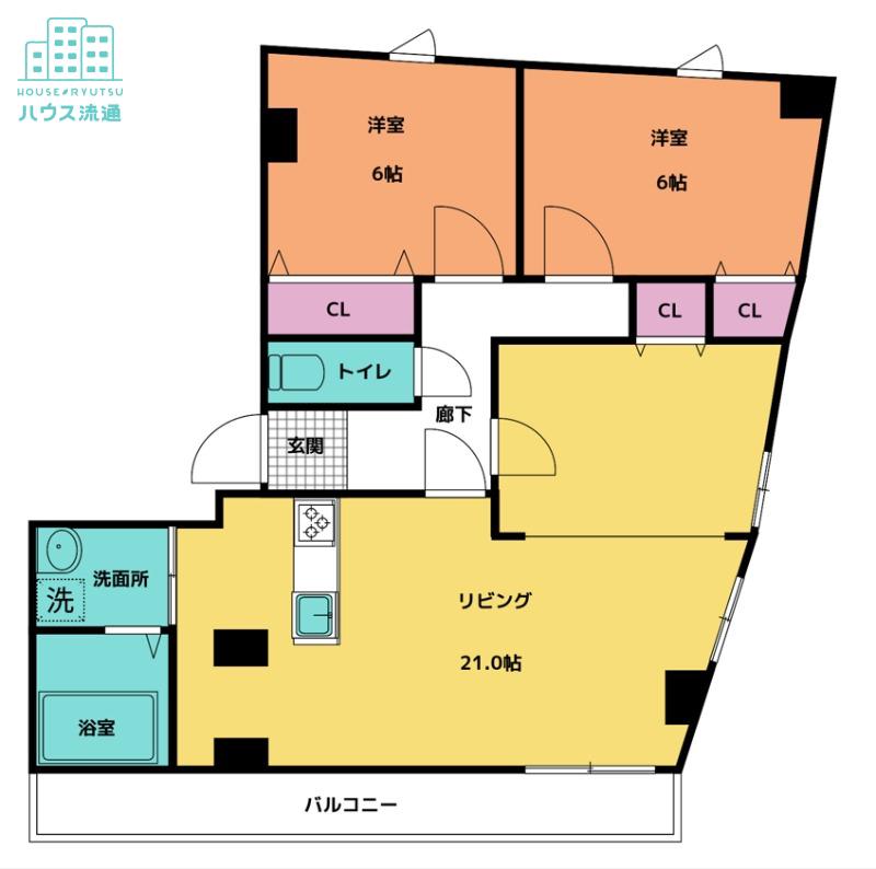 スカイステーション(2LDK/6階)の間取り写真