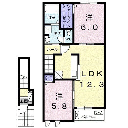 コスモス ストリート(2LDK/2階)の間取り写真