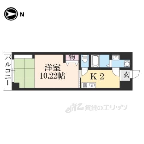JR山陰本線 二条駅 徒歩15分 5階建 築10年(1K/2階)の間取り写真