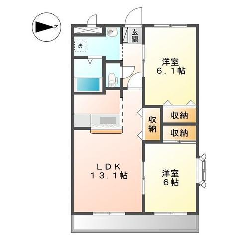 クローバービル(2LDK/2階)の間取り写真