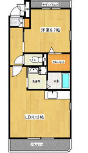 ウィステリア壱番館(1LDK/2階)の間取り写真