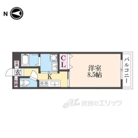 シャンテ―枚方磯島(1K/1階)の間取り写真