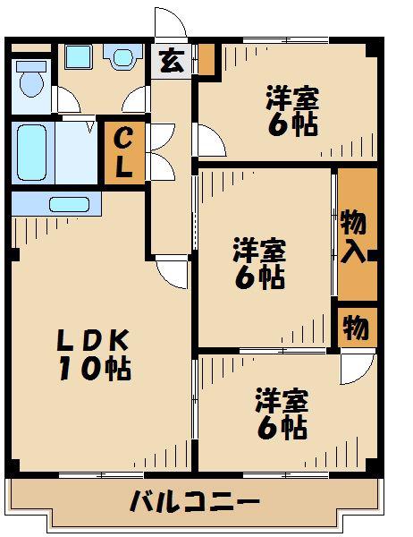ビクトリアパレス(3LDK/3階)の間取り写真