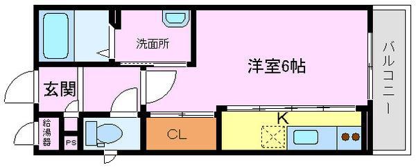 パルファン鳳(1K/3階)の間取り写真