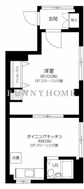 中目黒プレアタワー(1DK/5階)の間取り写真