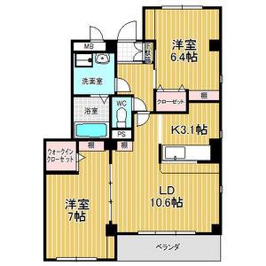 レザンヴェール八つ松(2LDK/2階)の間取り写真