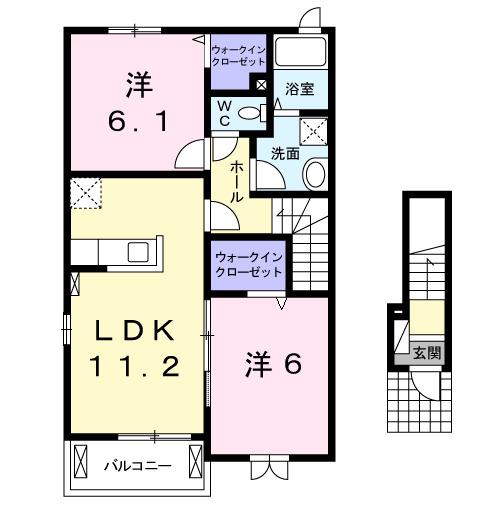 レジデンス オオギI(2LDK/2階)の間取り写真