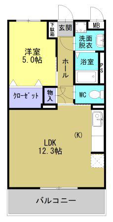 サンロード国分(1LDK/4階)の間取り写真