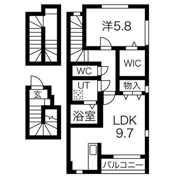 CALORE(1LDK/3階)の間取り写真