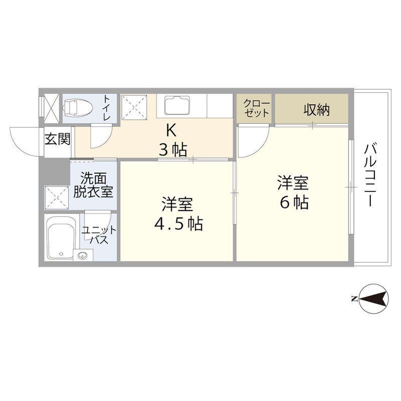 サンライズ鶴田(2K/1階)の間取り写真