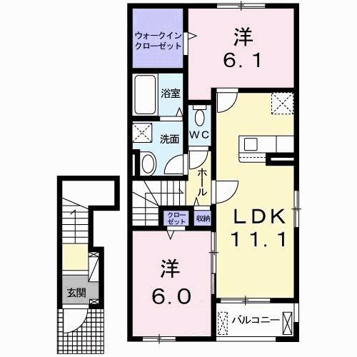 メイプル・ハウス A(2LDK/2階)の間取り写真