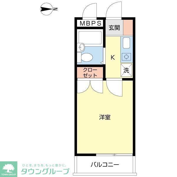 リバティー貝沢(1K/2階)の間取り写真