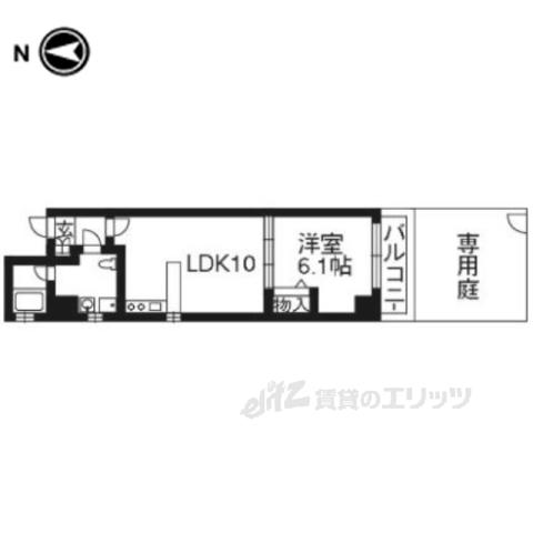ブローニュ御所東(1LDK/1階)の間取り写真