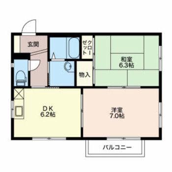メゾン 四季の花(2DK/2階)の間取り写真
