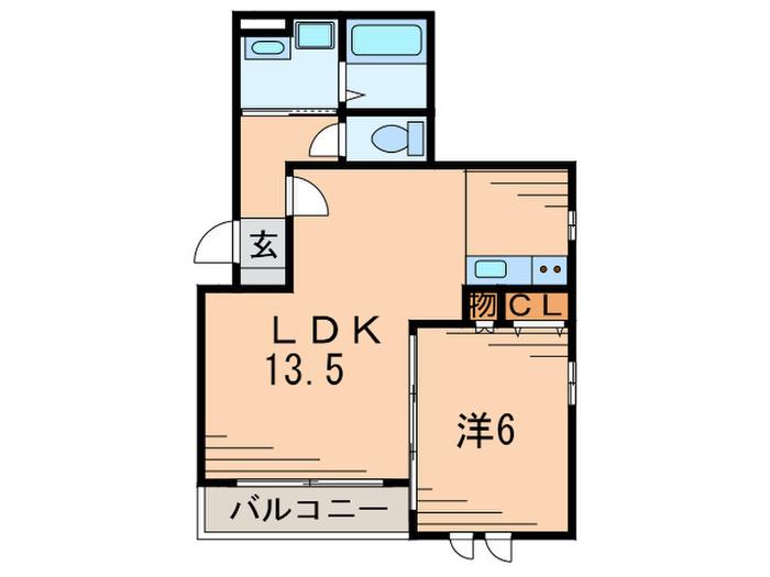 フェリシア六番町(1LDK/2階)の間取り写真