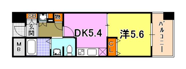 サムティ三宮レガニール(1DK/6階)の間取り写真