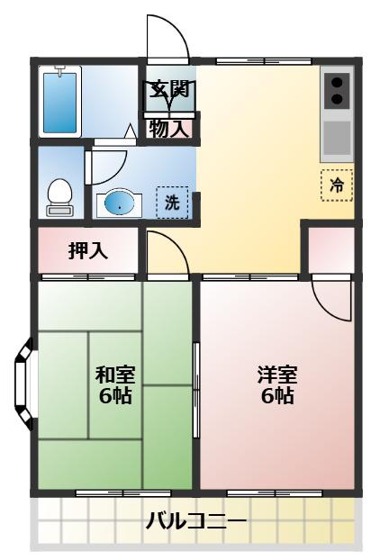 リヴェール調布(2DK/1階)の間取り写真