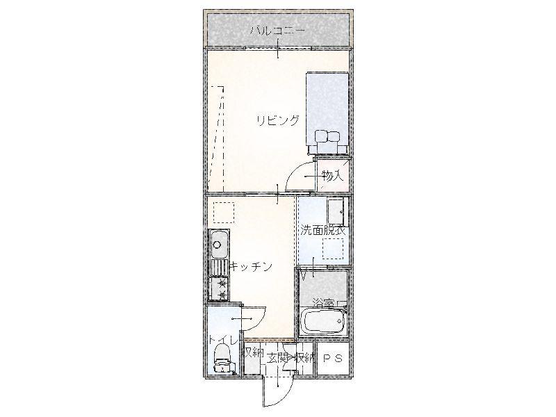 エステート城南B(2LDK/1階)の間取り写真