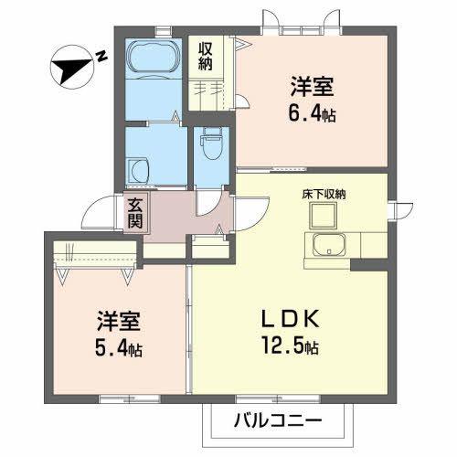 エクセレントシティ岩切B(2LDK/1階)の間取り写真