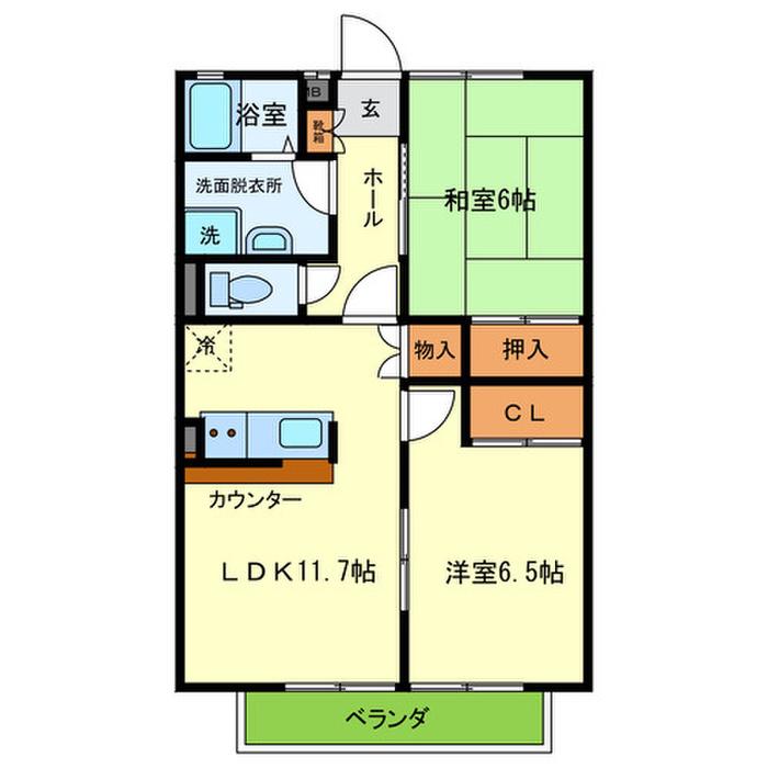 サニーヒルモリイ(2LDK/2階)の間取り写真