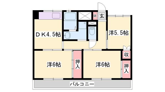 ビレッジハウス中村(3DK/1階)の間取り写真