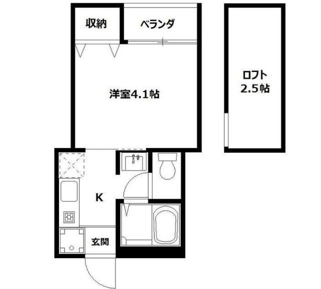 ドルフィン天王町(1K/2階)の間取り写真
