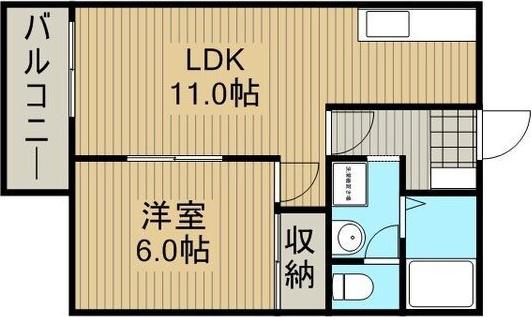 ドミール鶴里(1LDK/2階)の間取り写真