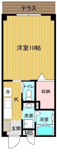 グランドコンポート谷町(1K/2階)の間取り写真