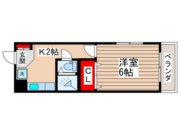 ベルビルセオ(1K/2階)の間取り写真