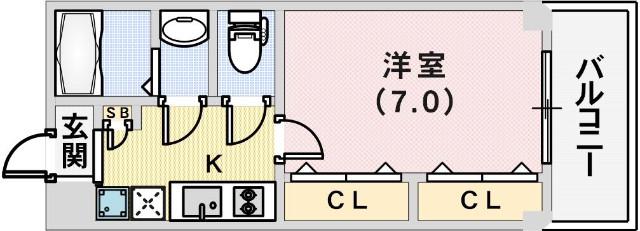 ブリックハウス(1K/3階)の間取り写真