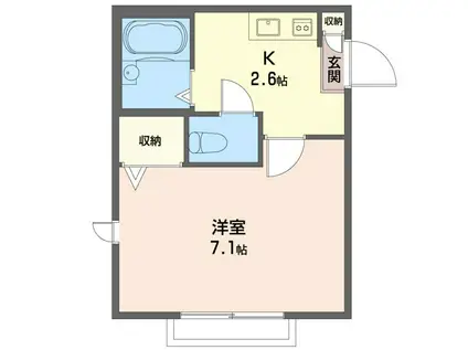 メルベーユ湘南(1K/1階)の間取り写真