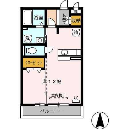セジュール北島(ワンルーム/2階)の間取り写真