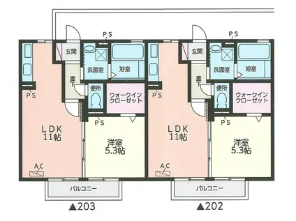 グランピエール神明原(1LDK/2階)の間取り写真
