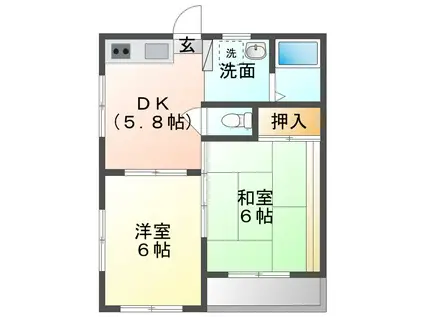 コスモスハイツ(2DK/2階)の間取り写真