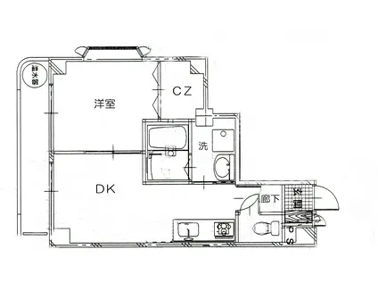 鹿児島市電谷山線 涙橋駅 徒歩10分 4階建 築20年(1DK/3階)の間取り写真