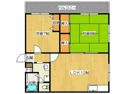 ジョイフル曙光(2LDK/2階)の間取り写真