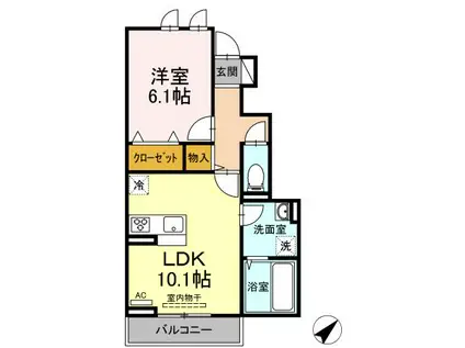 フレンズII(1LDK/1階)の間取り写真