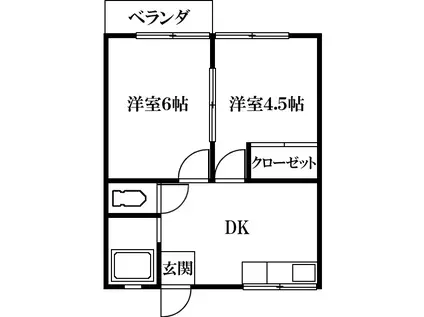 グリーンハイツ新井(2DK/2階)の間取り写真