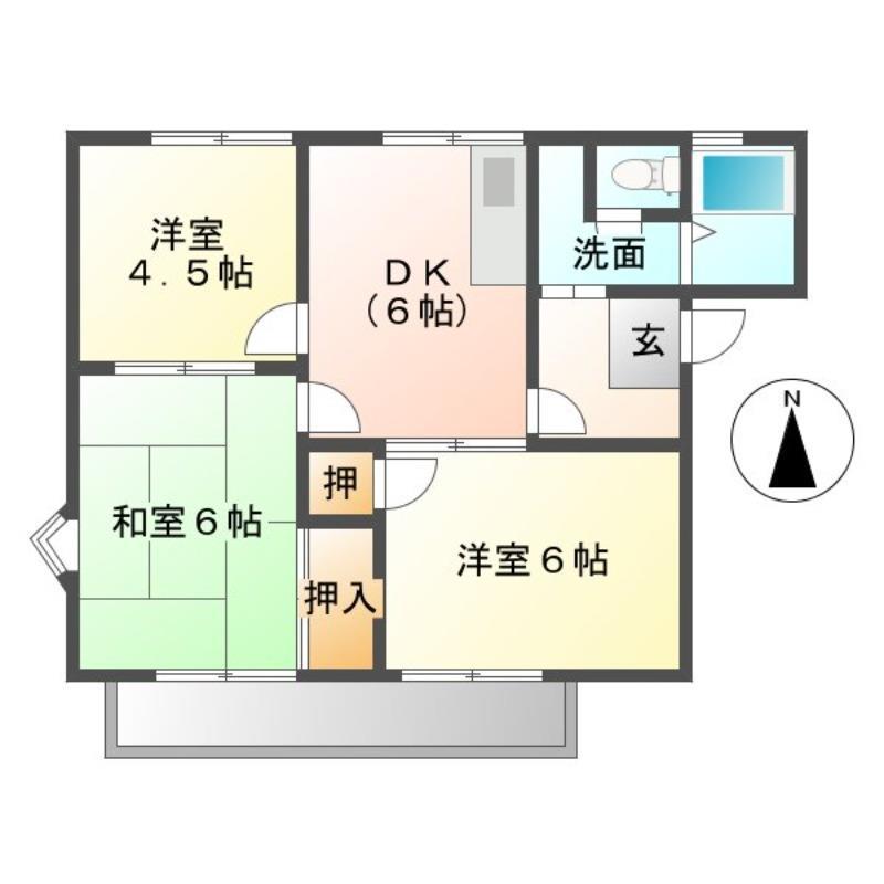 フレグランスラフォーレ(3DK/1階)の間取り写真