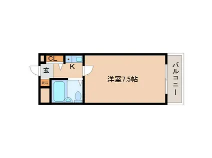 シティパレス生駒谷田町I(1K/2階)の間取り写真