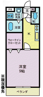 プティフルール(1K/1階)の間取り写真