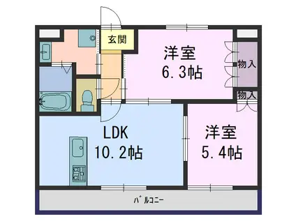 サンガーデンII(2LDK/2階)の間取り写真