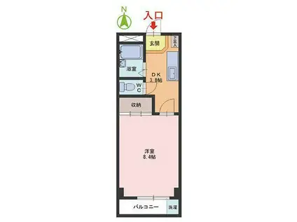 コーポ越前(1DK/3階)の間取り写真