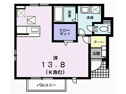 ヴィオラ(ワンルーム/1階)の間取り写真