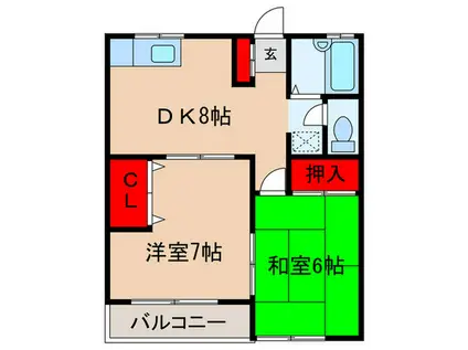 メゾンタケイ(2DK/2階)の間取り写真