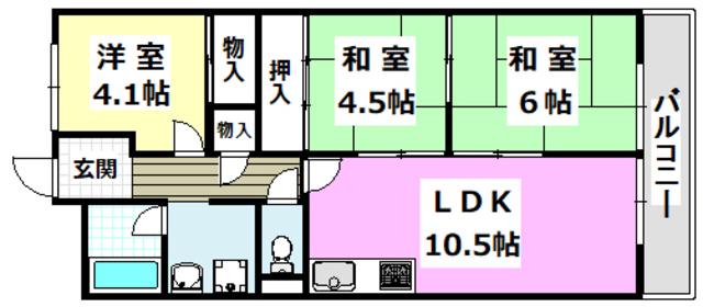 メゾン・トゥルース(3LDK/3階)の間取り写真
