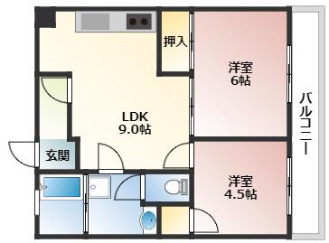 第三松本マンション(2LDK/3階)の間取り写真