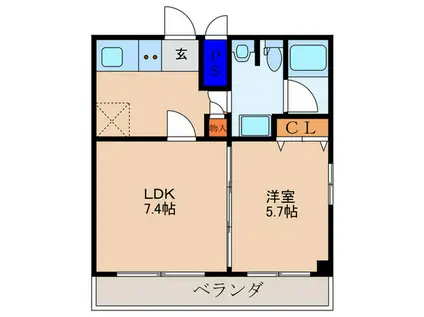 アントレー嵯峨野(1LDK/1階)の間取り写真