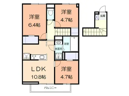 ソレイユ湘南太平台A(3LDK/2階)の間取り写真